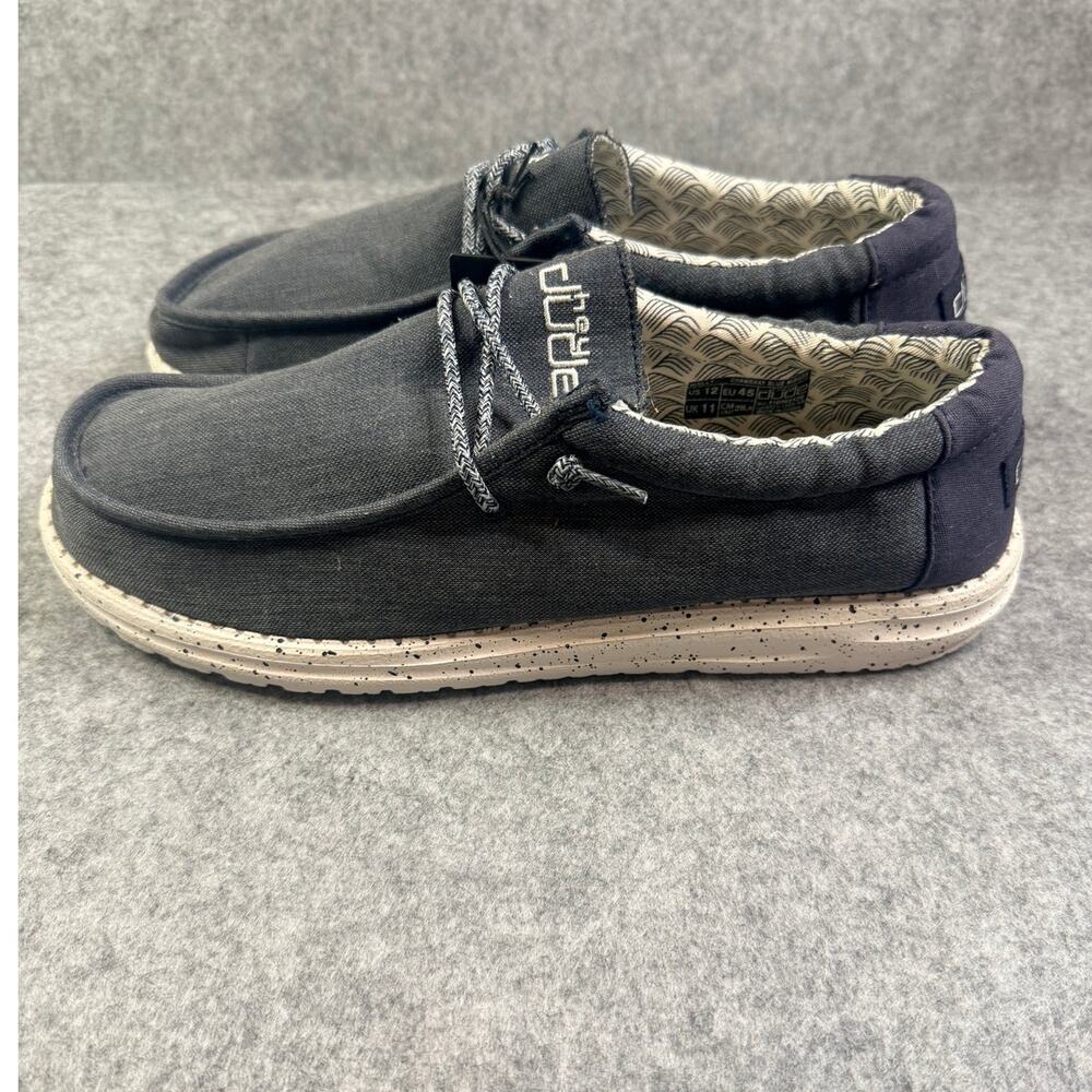 Hey Dude Wally Chambray Black Men's Size 12 Slip On Shoes NWT - Picture 5 of 8